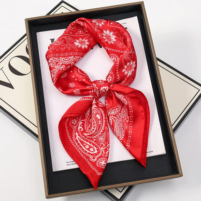 70Cm Square Paisley Printed Women Scarf Silk Satin Scarves Shawl Designer Headband Hijab Bandana Wrap Bufanda