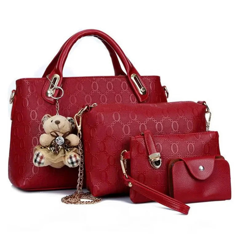 Multifunction 4pcs/Set Women Bag PU Leather Luxury Designer Bags Handbag Messenger Bag Shoulder Bag Wallet Bags Storage Bag