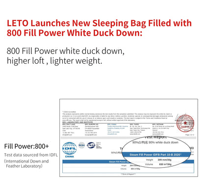 AEGISMAX LETO-2025 Series 800FP Duck Down Sleeping Bag Backpacking Ultralight Outdoor Camping Equipment