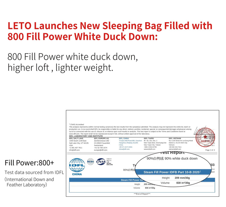 AEGISMAX LETO-2025 Series 800FP Duck Down Sleeping Bag Backpacking Ultralight Outdoor Camping Equipment