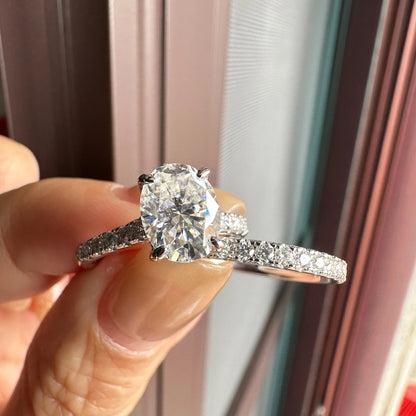 Newshe Moissanite Bridal Rings Set for Women D Color VVS1 Radian Oval Cut Engagement Ring 925 Sterling Silver Luxury Jewelry