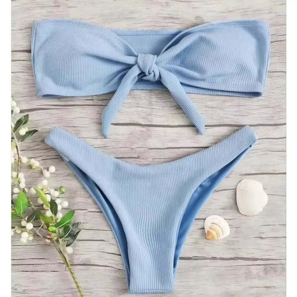 Sexy Bikini Bottoms Women's 2025 Swimsuit Low Waisted Bottom Solid Color Swimwear Thong Beachwear Brazilian Bathing Suit Summer