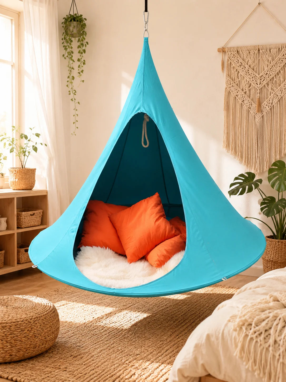 Hanging Chair Hammock, Portable Butterfly Shaped Swing Hanging Chair, 1200D Oxford Fabric Waterproof Casual Hanging Double Swing For Indoor Bedroom Living Room Decor, Outdoor Patio Garden And Camping