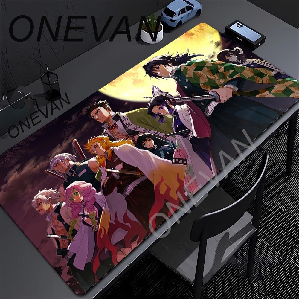 Mouse Pad Gaming Laptops Keyboard Mat Xxl Pc Desk Protector Deskmat Gamer Mats Anime Demon Slayers Rengoku Kyoujurou Pc Mousepad