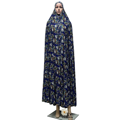 New Sleeveless Pullover Dress Women Prayer Garment Dubai Abaya Arab Jibab Flowers Print Loose Femme Khimar Kaftan Clothes 6XL