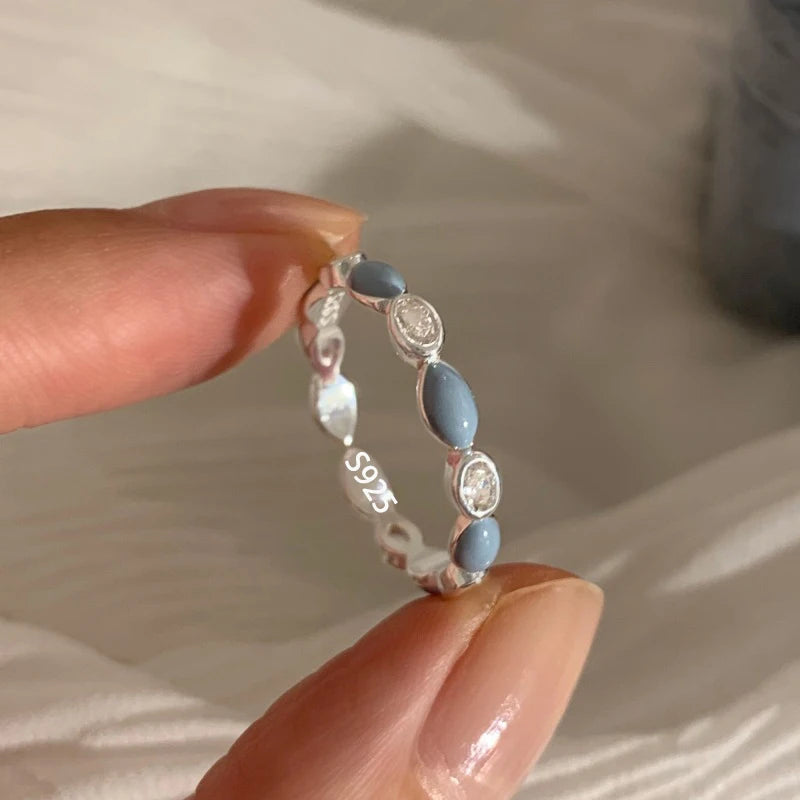 PANJBJ 925 Sterling Silver Golden Flower Rings For Women Drip Glaze Plant Irregular Adjustable Sweet Jewelry Gift Dropshipping