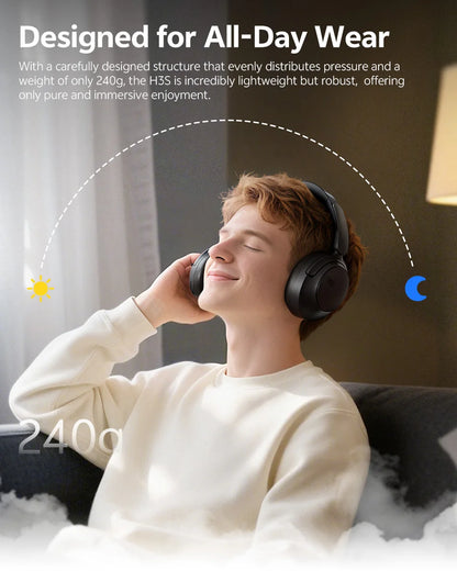 QCY H3S Over Ear Headphone Hi-Res LDAC Spatial Sound Headset H3S -56dB Adaptive ANC Wireless Earphone Bluetooth 6.0 102Hrs