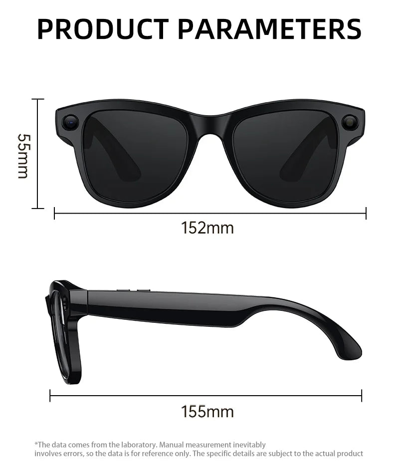 New AI Smart Glasses 13MP HD Camera 1200P Video  Multiple Languages Translation WiFi Sunglasses Bluetooth Call Music Men Women