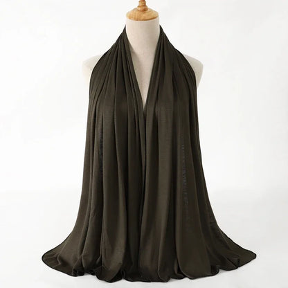 Womens Muslim Ramadan Fashion Modal Cotton Jersey Hijab Womens High Quality Solid Color Soft Hijab Long African Scarf