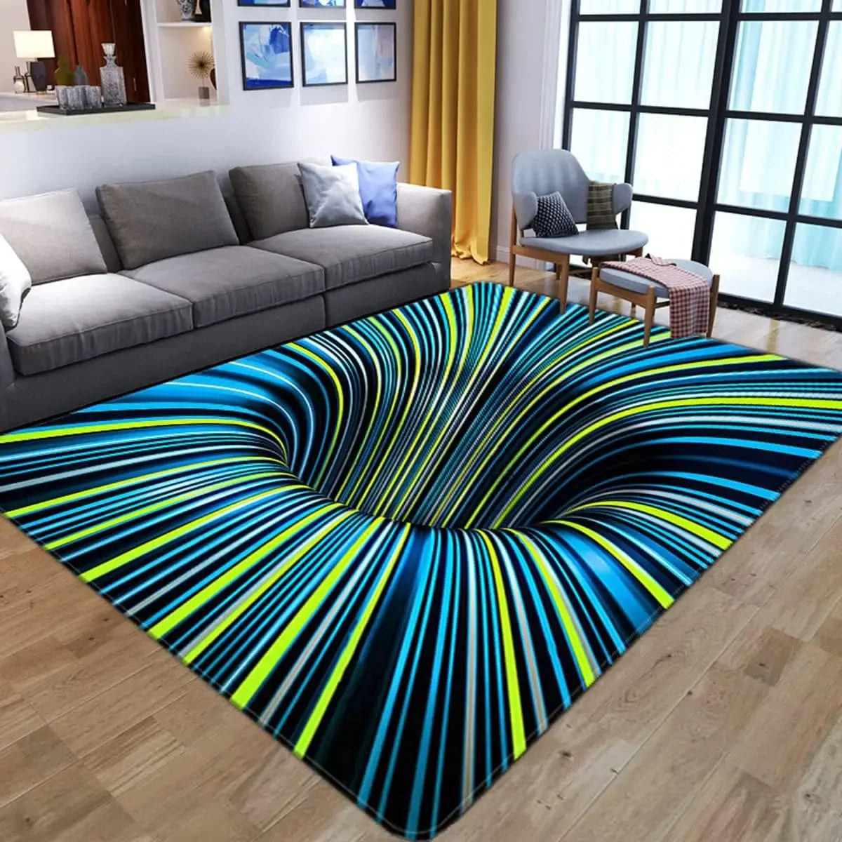 3D Vortex Illusion Carpet for Living Room Home Decorations Sofa Table Large Area Rugs Bedroom Bedside Foot Mat Non-slip Doormat