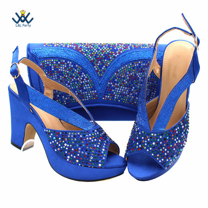 Fashionable Italian Mature Style African Sets Black Color Nigerian Shoes Matching Bags for Royal Wedding Party