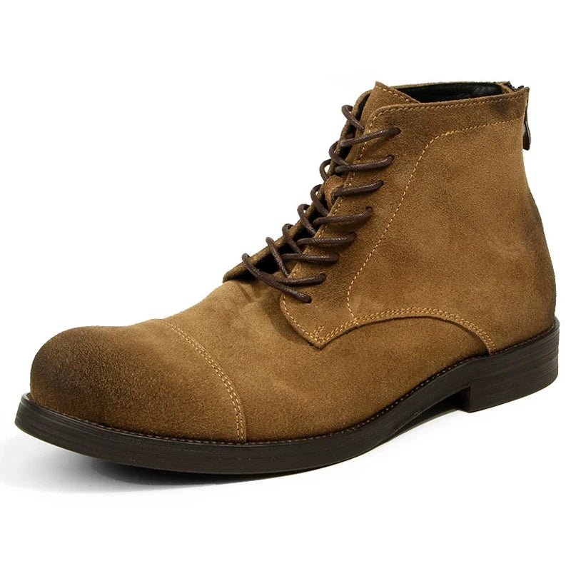 Retro Men Boots Genuine Leather Men's Ankle Boots Rear Zipper Desert Boots Handmade Cowhide Suede Men's Leather Shoes Quality