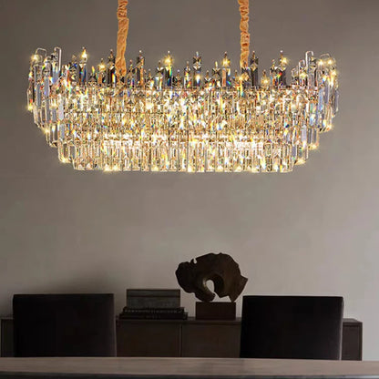 Modern Crystal Pendant Luxury Ceiling Chandelier LED Hanging Lamp for Living Dining Room Bedroom Home Decor Gold Luster Lighting