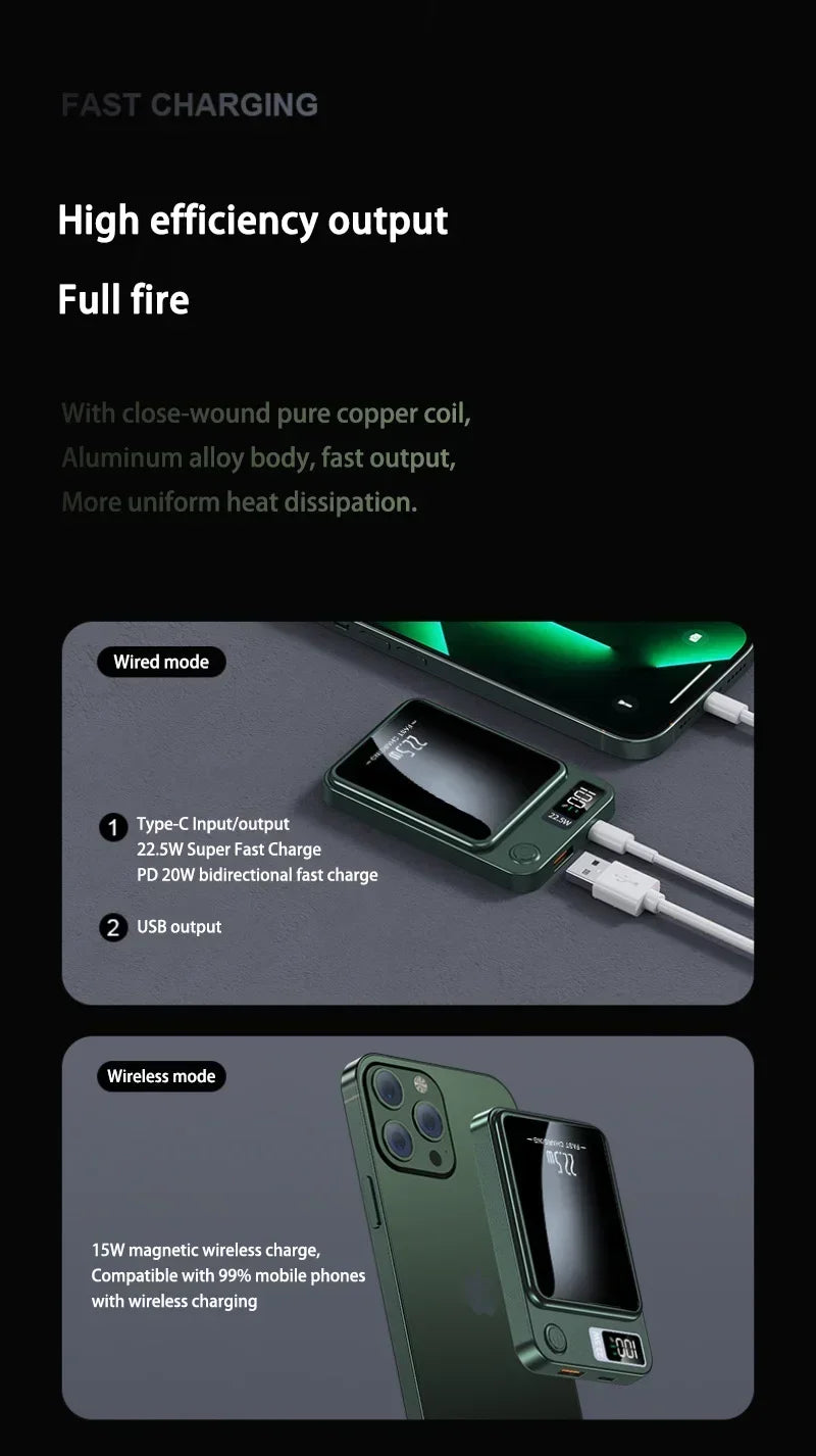 Lenovo PD22.5W Magnetic Wireless Large‑Capacity 500000mAh Portable Fast Charging External Battery Power Bank For iPhone Samsung