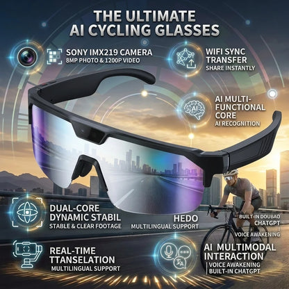 AI Smart Glasses With Camera 4K HD Video & Photo Capture, Real-Time Translation, 8MP Pixel Anti-shake Outdoor Sports Goggles Men
