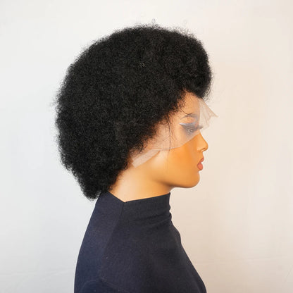 70's 13X4 Lace Front Short Afro Kinky Curly Wigs Human Hair for Women Black Afro Wig Bouncy Soft Natural Looking Afro Curly Wigs