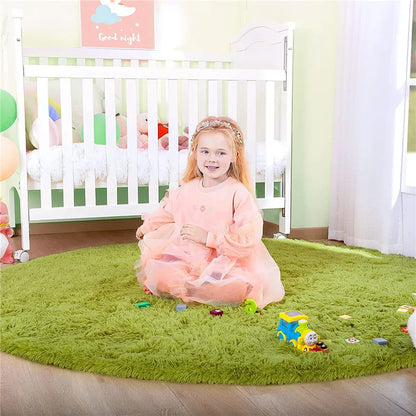 Round Fluffy Soft Area Rugs for Kids Room Princess Castle Plush Shaggy Carpet Cute Circle Nursery Rug Home Decor Circular Carpet