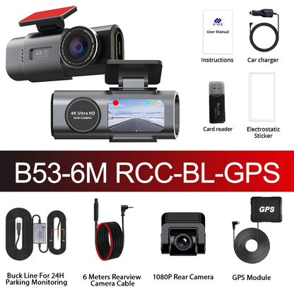 ACCEO 4K Car DVR Mini Video Recorder 24H Parking Dashcam Support Dual Lens 1080P Black Box Room Rearview Camera Night Vision