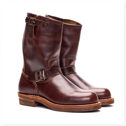 KOWM Cowhide Hiking shoes trekking boots men Engineer's boots workwear goodyear shoes trendy ankle shoes walking casual sneakers