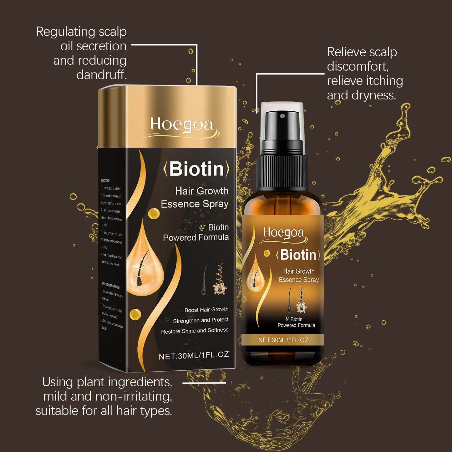 Ginger Oil For Hair Growth Serum Repair Damaged Hair Improve Hair Thinning Frizziness Reduce Split End Hair Loss Treatment Spray