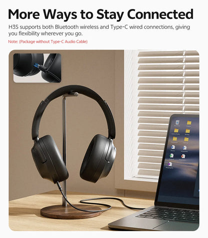 QCY H3S Over Ear Headphone Hi-Res LDAC Spatial Sound Headset H3S -56dB Adaptive ANC Wireless Earphone Bluetooth 6.0 102Hrs