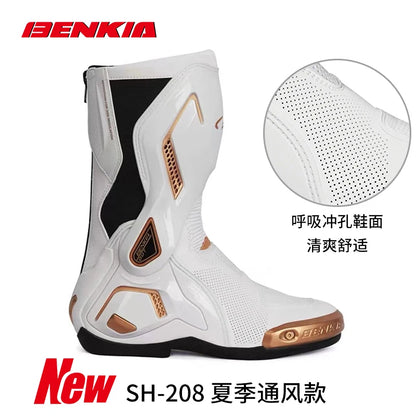 BENKIA CE Certification Motorcycle Botas Professional Track Riding Boots Racing Summer Zapato AntiCollision Off-Road for Rally