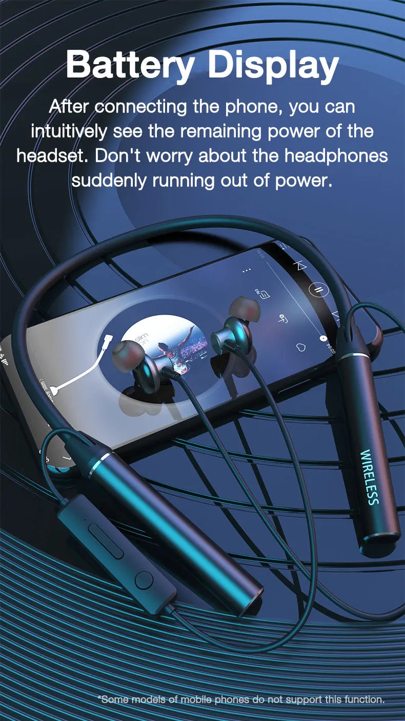 80 Hours Endurance Bass Bluetooth Headset With Microphone Stereo Neckband Headset Sports Headset TF Card
