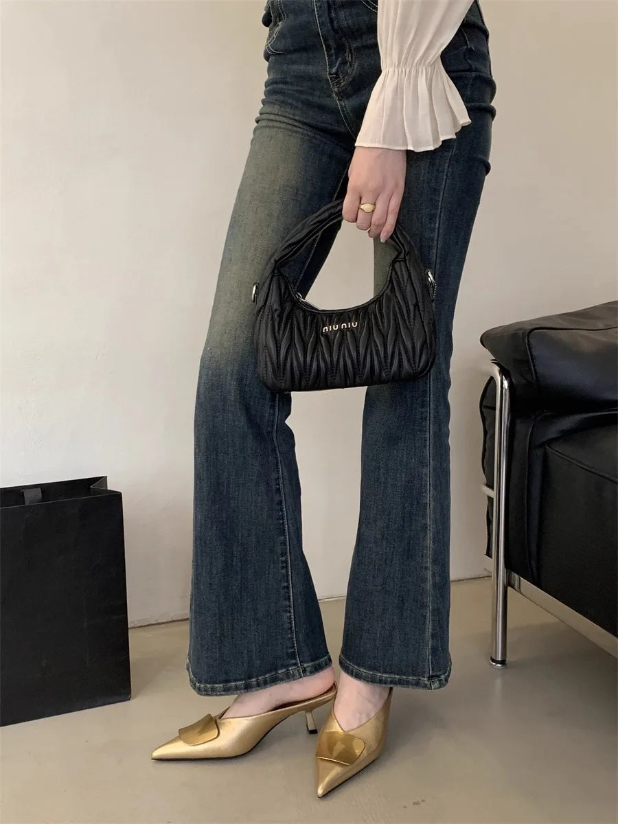 Luxury Womens Shoes High Heels Mules Shoes Pointed Toe Heeled Sandals for Women Elegant Party Slides 2025 Designer Shoes Zaoatos