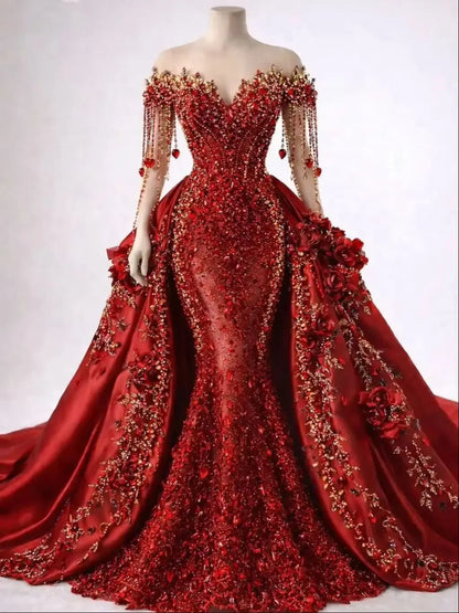 New Classic Prom Dress Off Shoulder Wedding Party Dress Sparkle Crystals Birthday Princess Evening Gowns Dress Size Customized
