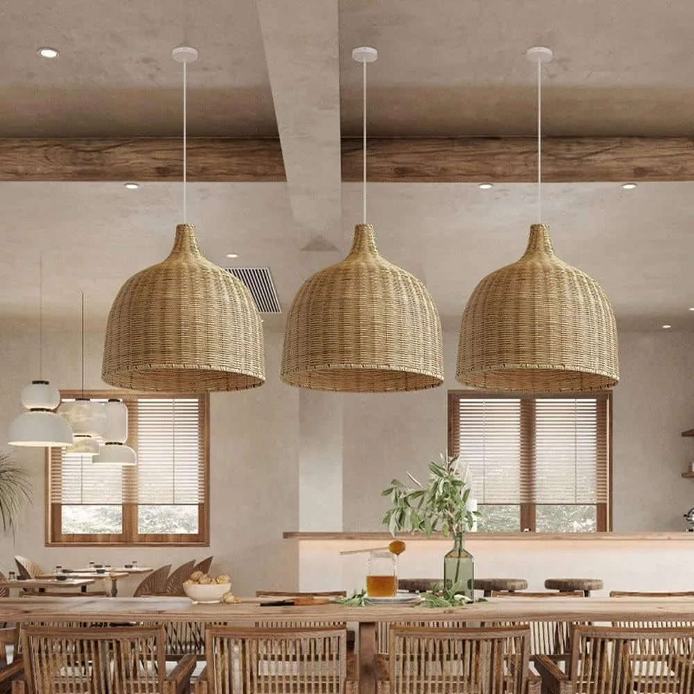 JOYINLED 26/30/35/45cm Natural Bamboo Handmade Pendant Lights Boho Rustic Ceiling Pendant Lamp Farmhouse Southeast Asian E26 E27