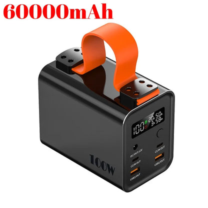 60000mAh 100W Power Bank Portable USB C PD QC DC Fast Charging Large Capacity External Battery For iPhone Samsung Xiaomi Laptop