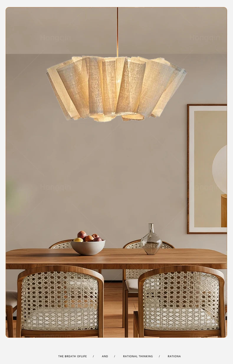 Wabi Sabi Chandelier Handmade Fabric LED Pendant Lights Vintage Living Room Study Clothes Shop Restaurant Designer Hanging Light