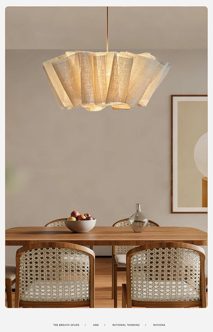 Wabi Sabi Chandelier Handmade Fabric LED Pendant Lights Vintage Living Room Study Clothes Shop Restaurant Designer Hanging Light