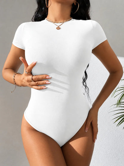 Women's Y2K Casual Girl Fitness Yoga Layered Short-Sleeved Tight-Fitting One-Piece, Suitable for Pants