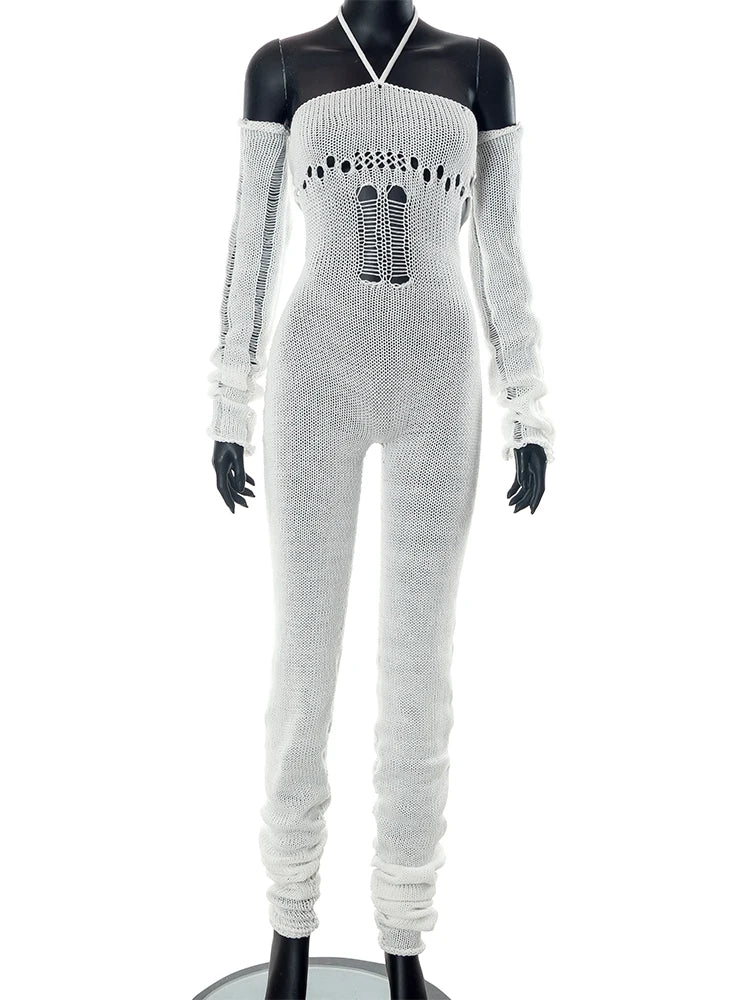 Sisterlinda Fashion Trend Y2K Jumpsuits Women Patchwork Sleeve Bandage Stretch Hipster One Piece Overalls Female Streetwear 2023