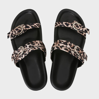 2026 Women's Summer Shoes Casual Platform Leopard Print Outside Beach Shoes for Ladies Open Toe Plus Size Fashion Footwear
