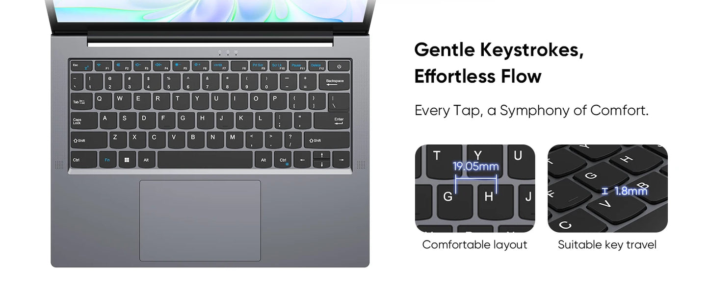 Windows 11 Pro Laptop with 14.1" 2K Screen, 16GB RAM, 512GB SSD, Intel Core Processor, Ultra-Thin and Light Notebook