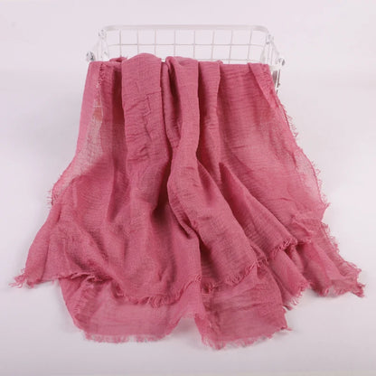 Ramadan Cotton Crinkle Headband Veil Scarves Women Solid Color  Head Wraps Long Scarves Turban Headband Muslim Fashion Headscarf