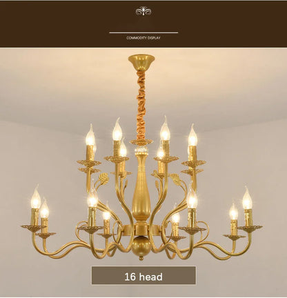 2022 modern black/gold wrought iron candle light retro Europe and America 6 12 16 lights chandelier dining room chandelier