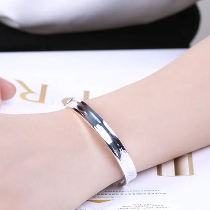 Trendy 925 Sterling Silver Big Bangles Bracelet Cute Charms for Women Lady Fashion Jewelry Adjustment Cuff Wedding Luxury