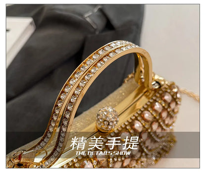 Super Exquisite Diamonds Frame Handbags Gold Silver Hasp Chains Designer New Style Shoulder Bags for Women 2025 Fashion Party