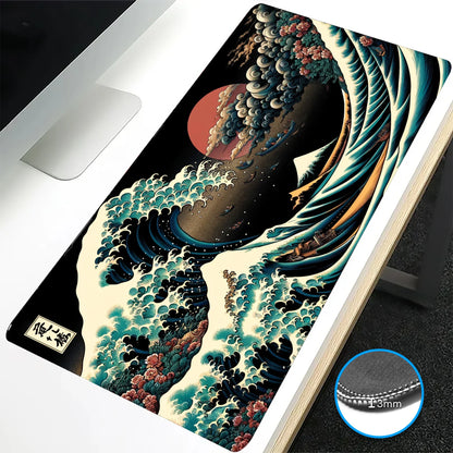 VIKAMA Large Mouse Pad Great Wave off Kanagawa Design Non-Slip Gaming Desk Mat for Office And Gaming Desktop Decoration