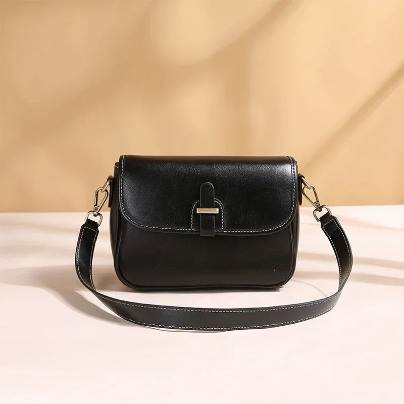 Female Cowhide Luxury Designer Handbags Women's Natural Cow Leather Shoulder Bag Ladies Fashion Small Square Crossbody Bags New