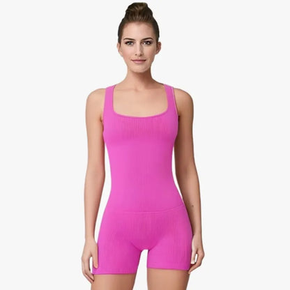 Summer women's shapewear solid color jumpsuit tight shorts women's tight jumpsuit yoga sports casual jumpsuit