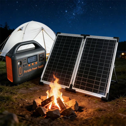 Portable Power Station Solar Generator with Solar Panel (Optional), 400W 192Wh LiFePO4 Power Bank, with Camp Solar Charger
