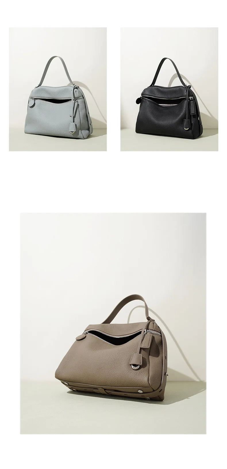 First Layer Cow Leather 33cm Tote Bag Fashionable Women's Bag New Design Large Capacity Soft Portable Shoulder Crossbody Bag