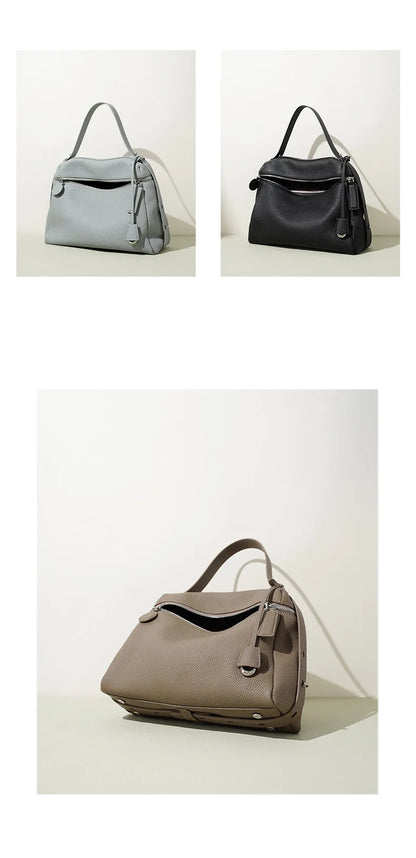 First Layer Cow Leather 33cm Tote Bag Fashionable Women's Bag New Design Large Capacity Soft Portable Shoulder Crossbody Bag
