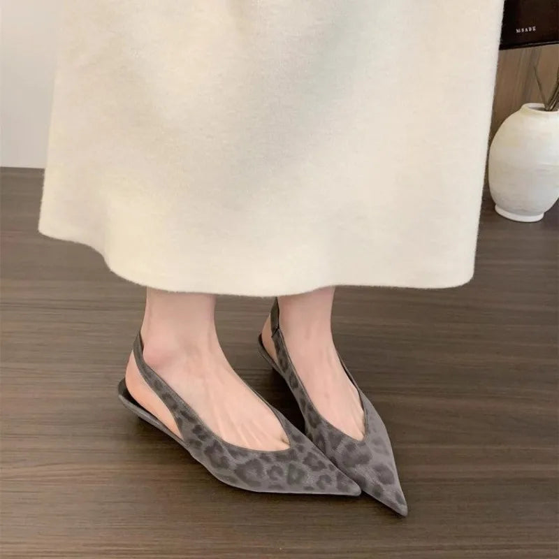 New Style Luxury Leopard Women Heeled Sandals Sexy Pointed Toe Woman Shoes Elegant Summer Fashion Slides Luxury Brands Sandals