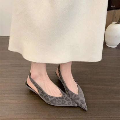 New Style Luxury Leopard Women Heeled Sandals Sexy Pointed Toe Woman Shoes Elegant Summer Fashion Slides Luxury Brands Sandals