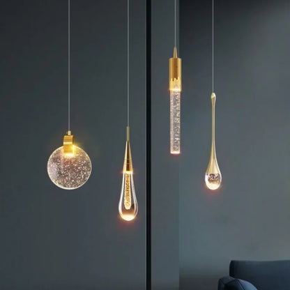 Water Drop Ceiling Chandelier Bubble Crystal Hanging Lamp Dining Room Decor Bedroom Lamp Bar Cafe Led Lights Home Pendant Light